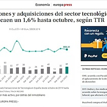 Las fusiones y adquisiciones del sector tecnolgico espaol caen un 1,6% hasta octubre, segn TTR